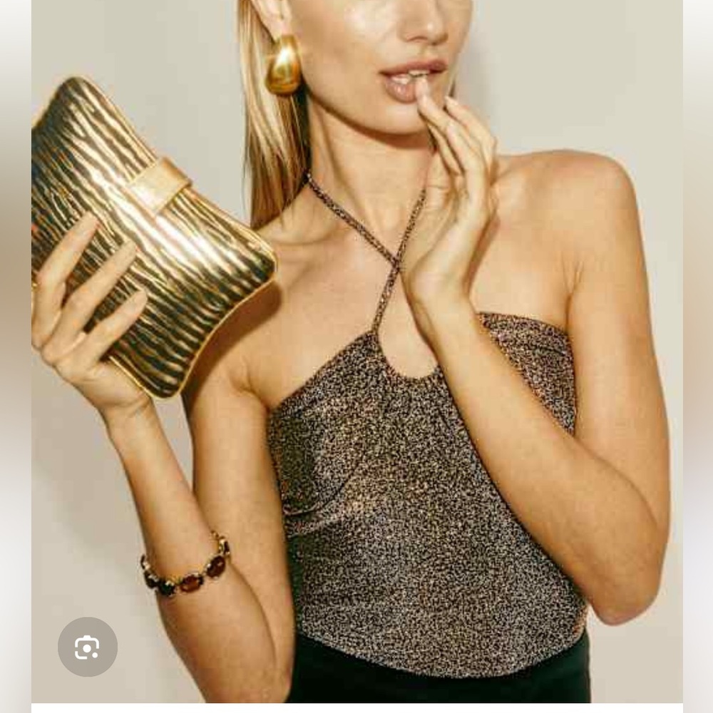 NWT Reformation Anders Knit Top in Silver Sparkle